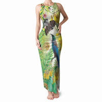New Zealand Maori Mahuru Tank Maxi Dress Tui With Pikawakawa Spring Colors LT7 Women Multicolor - Polynesian Pride