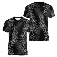 Hawaii Plumeria Lei Women V-Neck T-Shirt Aloha Festive Vibe LT7 - Polynesian Pride