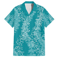 Hawaii Plumeria Lei Family Matching Off The Shoulder Long Sleeve Dress and Hawaiian Shirt Aloha Festive Vibe - Teal