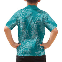Hawaii Plumeria Lei Family Matching Tank Maxi Dress and Hawaiian Shirt Aloha Festive Vibe - Teal