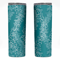 Hawaii Plumeria Lei Skinny Tumbler Aloha Festive Vibe - Teal