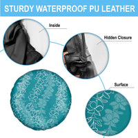 Hawaii Plumeria Lei Spare Tire Cover Aloha Festive Vibe - Teal
