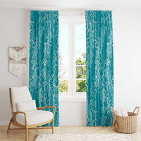 Hawaii Plumeria Lei Window Curtain Aloha Festive Vibe - Teal