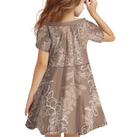 Hawaii Plumeria Lei Family Matching Short Sleeve Bodycon Dress and Hawaiian Shirt Aloha Festive Vibe - Beige