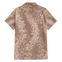 Hawaii Plumeria Lei Family Matching Short Sleeve Bodycon Dress and Hawaiian Shirt Aloha Festive Vibe - Beige