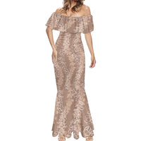 Hawaii Plumeria Lei Mermaid Dress Aloha Festive Vibe - Beige