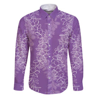 Hawaii Plumeria Lei Family Matching Off Shoulder Maxi Dress and Hawaiian Shirt Aloha Festive Vibe - Violet