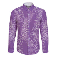 Hawaii Plumeria Lei Family Matching Off Shoulder Short Dress and Hawaiian Shirt Aloha Festive Vibe - Violet
