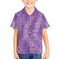 Hawaii Plumeria Lei Family Matching Puletasi and Hawaiian Shirt Aloha Festive Vibe - Violet