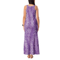 Hawaii Plumeria Lei Tank Maxi Dress Aloha Festive Vibe - Violet