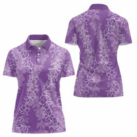 Hawaii Plumeria Lei Women Polo Shirt Aloha Festive Vibe - Violet