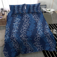 Hawaii Plumeria Lei Bedding Set Aloha Festive Vibe - Navy Blue
