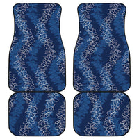 Hawaii Plumeria Lei Car Mats Aloha Festive Vibe - Navy Blue