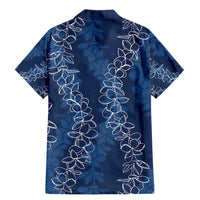 Hawaii Plumeria Lei Family Matching Mermaid Dress and Hawaiian Shirt Aloha Festive Vibe - Navy Blue