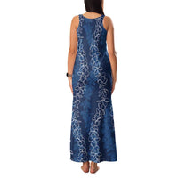 Hawaii Plumeria Lei Family Matching Tank Maxi Dress and Hawaiian Shirt Aloha Festive Vibe - Navy Blue