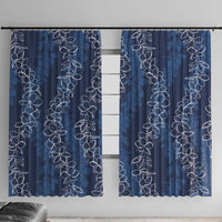 Hawaii Plumeria Lei Window Curtain Aloha Festive Vibe - Navy Blue