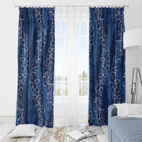 Hawaii Plumeria Lei Window Curtain Aloha Festive Vibe - Navy Blue
