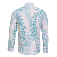 Hawaii Plumeria Lei Family Matching Off Shoulder Short Dress and Hawaiian Shirt Aloha Festive Vibe - Turquoise