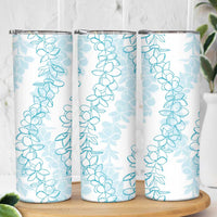 Hawaii Plumeria Lei Skinny Tumbler Aloha Festive Vibe - Turquoise