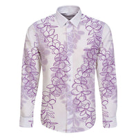 Hawaii Plumeria Lei Family Matching Off Shoulder Short Dress and Hawaiian Shirt Aloha Festive Vibe - Amethyst