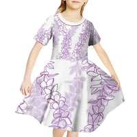 Hawaii Plumeria Lei Kid Short Sleeve Dress Aloha Festive Vibe - Amethyst