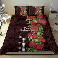 Hawaii Mele Kalikimaka Kakau Bedding Set I'iwi Bird on Ohia Lehua