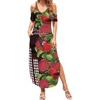 Hawaii Mele Kalikimaka Kakau Family Matching Summer Maxi Dress and Hawaiian Shirt I'iwi Bird on Ohia Lehua