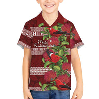 Hawaii Christmas Mele Kalikimaka Family Matching Off Shoulder Maxi Dress and Hawaiian Shirt I'iwi Bird on Ohia Lehua