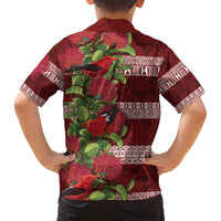 Hawaii Christmas Mele Kalikimaka Family Matching Summer Maxi Dress and Hawaiian Shirt I'iwi Bird on Ohia Lehua