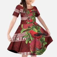 Hawaii Christmas Mele Kalikimaka Family Matching Summer Maxi Dress and Hawaiian Shirt I'iwi Bird on Ohia Lehua