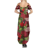Hawaii Christmas Mele Kalikimaka Family Matching Summer Maxi Dress and Hawaiian Shirt I'iwi Bird on Ohia Lehua