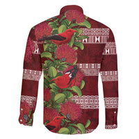 Hawaii Christmas Mele Kalikimaka Family Matching Tank Maxi Dress and Hawaiian Shirt I'iwi Bird on Ohia Lehua