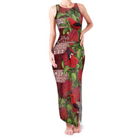 Hawaii Christmas Mele Kalikimaka Family Matching Tank Maxi Dress and Hawaiian Shirt I'iwi Bird on Ohia Lehua