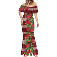Hawaii Christmas Mele Kalikimaka Mermaid Dress I'iwi Bird on Ohia Lehua