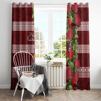 Hawaii Christmas Mele Kalikimaka Window Curtain I'iwi Bird on Ohia Lehua