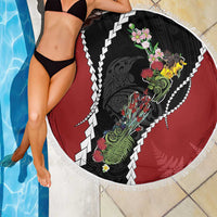 New Zealand Christmas Beach Blanket Flora Map with Birds - Polynesian Pride