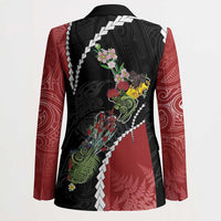 New Zealand Christmas Blazer Flora Map with Birds - Polynesian Pride