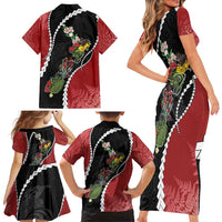 New Zealand Christmas Family Matching Short Sleeve Bodycon Dress and Hawaiian Shirt Flora Map with Birds - Polynesian Pride