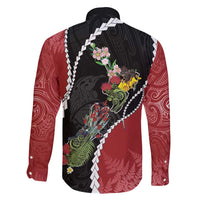 New Zealand Christmas Family Matching Short Sleeve Bodycon Dress and Hawaiian Shirt Flora Map with Birds - Polynesian Pride