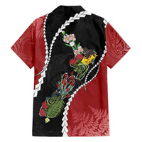 New Zealand Christmas Family Matching Tank Maxi Dress and Hawaiian Shirt Flora Map with Birds - Polynesian Pride