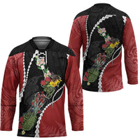 New Zealand Christmas Hockey Jersey Flora Map with Birds - Polynesian Pride