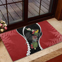 New Zealand Christmas Rubber Doormat Flora Map with Birds - Polynesian Pride