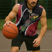 New Zealand Christmas Sleeveless Zip Hoodie Flora Map with Birds - Polynesian Pride