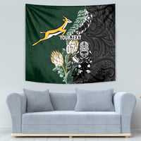 Custom South Africa Mix New Zealand Rugby 2023 Tapestry World Cup Greatest Rivalry LT7 - Polynesian Pride