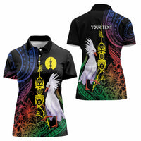 New Caledonia Kanaky Personalized Women Polo Shirt Fleche Faitiere Mix Kagu