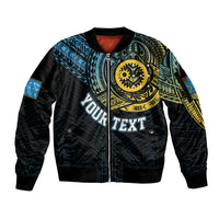 Personalised Vanuatu Sleeve Zip Bomber Jacket Turtle Chest Tattoo Flag Color - Sanma LT7 Unisex Black - Polynesian Pride