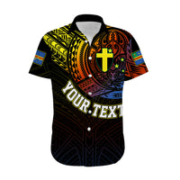 Personalised Vanuatu Hawaiian Shirt Turtle Chest Tattoo Flag Color - Tafea LT7 - Polynesian Pride