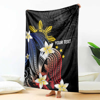 Personalized Philippines Tribal Blanket Tropical Waves - Plumeria