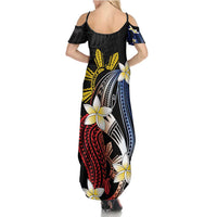 Personalized Philippines Tribal Family Matching Summer Maxi Dress and Hawaiian Shirt Tropical Waves - Plumeria