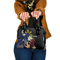 Personalized Philippines Tribal Shoulder Handbag Tropical Waves - Plumeria